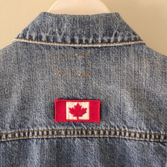 Hudson's Bay Company XS Vintage Y2K Olympics Patchwork Collectible Jean Jacket - Picture 12 of 14